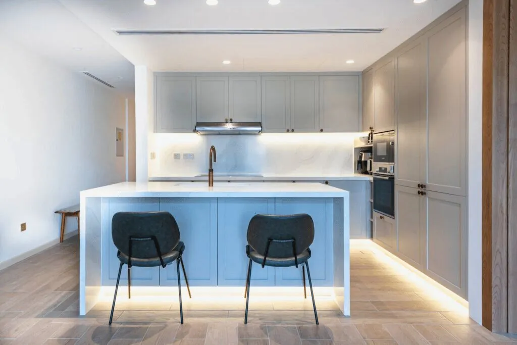 Open-plan apartment kitchen and living